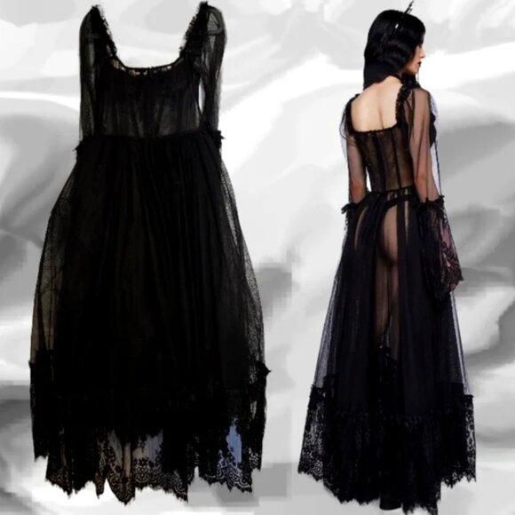 Dolls Kill Widow Dance With Death Maxi Dress - Picture 2 of 7